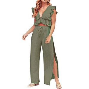 Two Pieces Outfit Crop Top / Pants Set